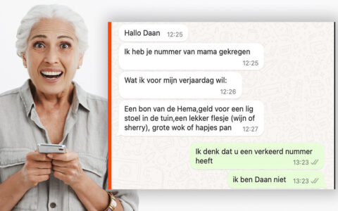 Oma denkt te WhatsAppen met haar kleinzoon Daan, maar er ontstaat een buitengewoon merkwaardig gesprek